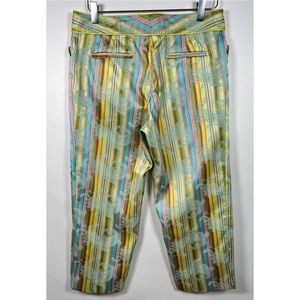 Cynthia Steffe Multicolor Striped Floral Capris - Yellow, Turquoise, Pink